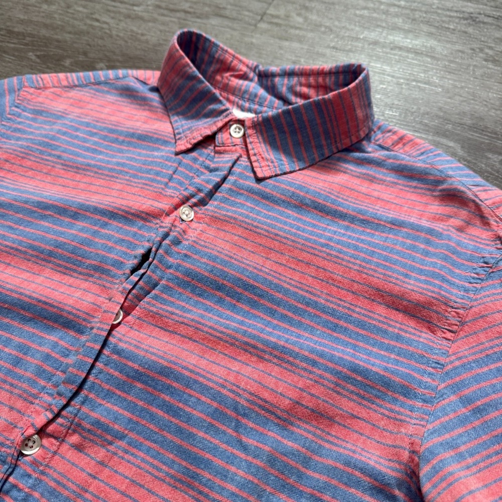 Bonobos Shirt Mens Medium Pink Blue Stripe Button Up Slim 100% Cotton Costal‎